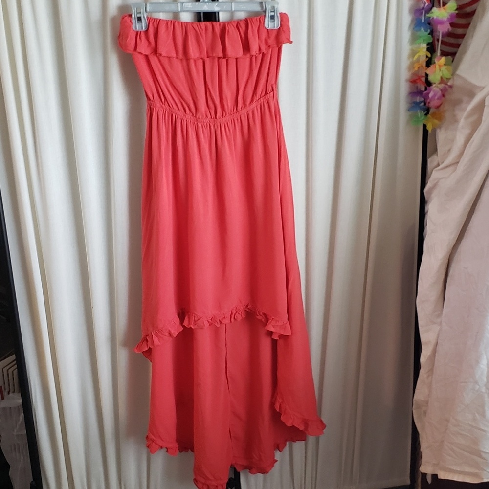 Shasa size medium women's darker coral color hi-low dress